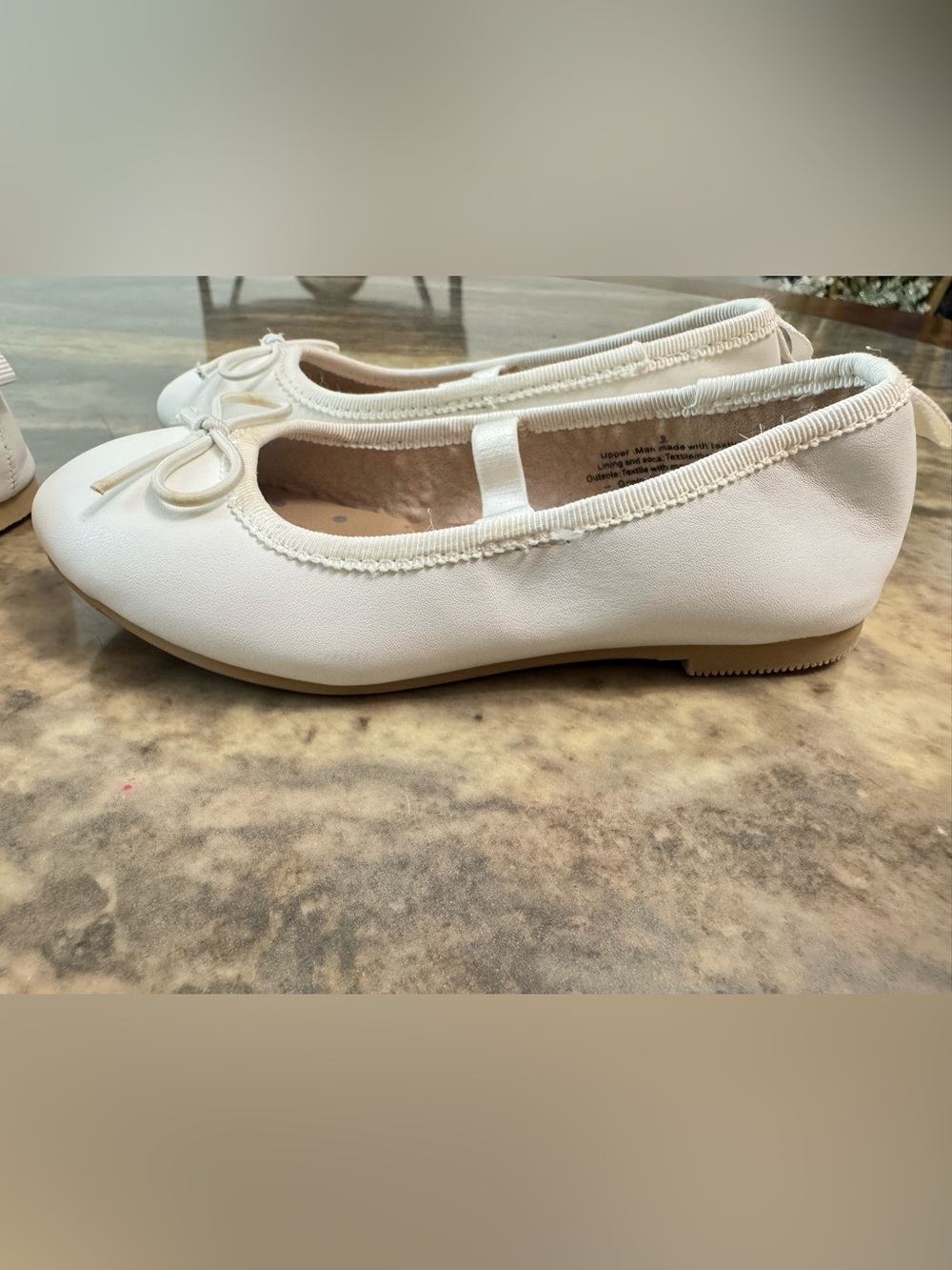 2 Pairs Cat & Jack White Ballet Flats Girls Size 9 – Excellent Used Condition - Picture 4 of 7